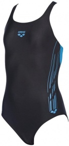 Girl's swimsuit Arena Stamp Swim Pro Back One Piece Junior Black/Turquoise