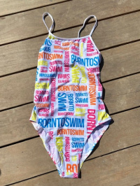 Women's swimwear BornToSwim Logo Swimsuit Rainbow