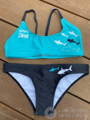 Women's swimwear BornToSwim Sharks Bikini Black/Turquoise