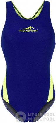 Women's swimwear Aquafeel Racerback Blue/Fluo Yellow