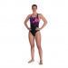 Women's swimwear Speedo Placement Digital Powerback Black/Phoenix Red/Blue Flame/Ultraviolet