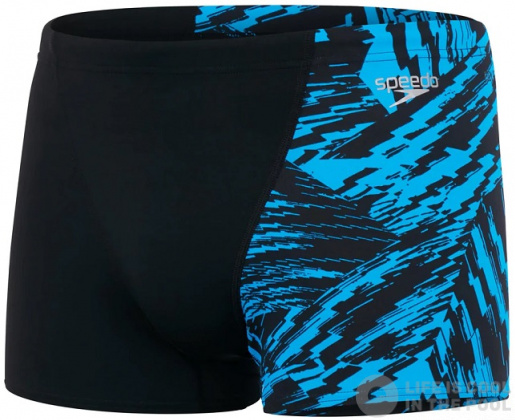 Men's swimsuit Speedo Allover V-Cut Aquashort Black/Pool