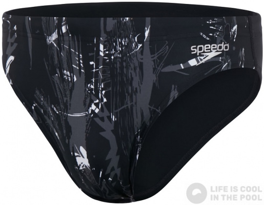 Men's swimsuit Speedo Allover 7cm Brief Black/White/USA Charcoal