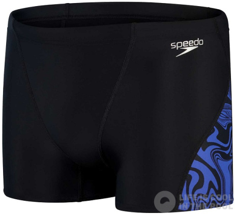 Men's swimsuit Speedo Allover V-Cut Aquashort Black/Chroma Blue