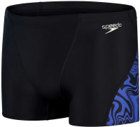 Men's swimsuit Speedo Allover V-Cut Aquashort Black/Chroma Blue