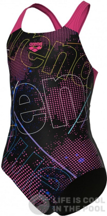 Girl's swimsuit Arena Girls Galactics Swimsuit Swim Pro Back Black/Freak Rose