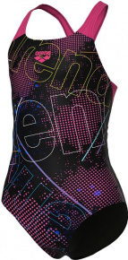 Girl's swimsuit Arena Girls Galactics Swimsuit Swim Pro Back Black/Freak Rose