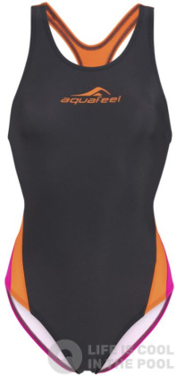 Women's swimwear Aquafeel Racerback Dark Grey/Orange/Pink