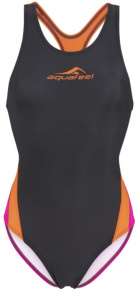 Women's swimwear Aquafeel Racerback Dark Grey/Orange/Pink