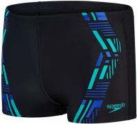 Men's swimsuit Speedo Tech Print Aquashort Black/Chroma Blue/Aquarium