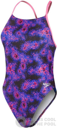 Women's swimwear Speedo Allover Digital Lattice Back Hyper Lights Black/Cobalt/Indigo Glow/Orchid