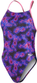 Women's swimwear Speedo Allover Digital Lattice Back Hyper Lights Black/Cobalt/Indigo Glow/Orchid