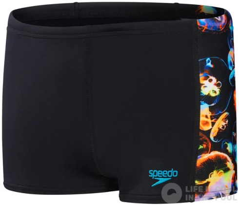 Boy's swimsuit Speedo Digital Panel Aquashort Boy Black/Hypersonic Blue/Orange/Lumo Green