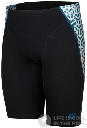 Men's swimsuit Arena Planet Water Swim Jammer Black/White Multi