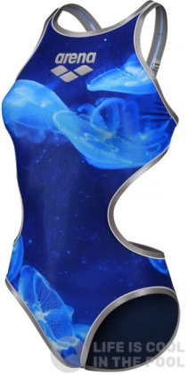 Women's swimwear Arena One Floating Tech Back One Piece Silver/White/Navy