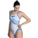 Women's swimwear Arena One Dreams Double Cross One Piece Neon Blue/Silver/White