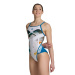 Women's swimwear Arena Planet Swimsuit Super Fly Back White/Blue Cosmo