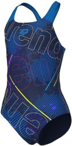 Girl's swimsuit Arena Girls Galactics Swimsuit Swim Pro Back Navy/Blue River