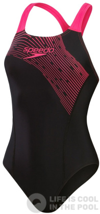 Speedo Medley Logo 1 Piece Black/Electric Pink