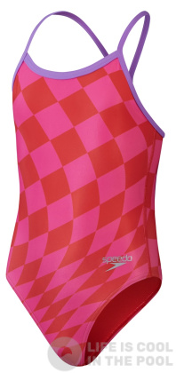 Speedo Allover Digital Vback Girls Watermelon/Flare Pink